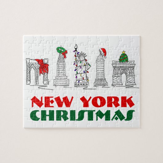 New York City Kerstmis NYC Landmarks Holiday Legpuzzel (Horizontaal)