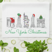 New York City Kerstmis NYC Landmarks Holiday Theedoek (Gevouwen)