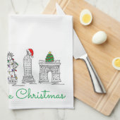 New York City Kerstmis NYC Landmarks Holiday Theedoek (Quarter Fold)