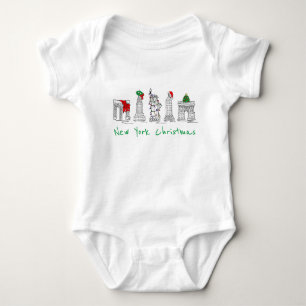 New York City Kerstmis NYC Landmarks Holiday Xmas Romper