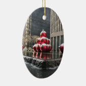 New York City Kerstmis Rockefeller Center sneeuwnY Keramisch Ornament (Rechts)