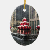 New York City Kerstmis Rockefeller Center sneeuwnY Keramisch Ornament (Voorkant)