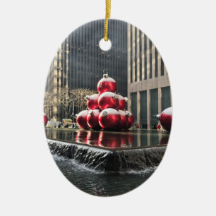 New York City Kerstmis Rockefeller Center sneeuwnY Keramisch Ornament