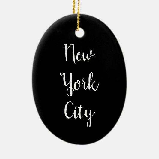 New York City Kerstmis Rockefeller Center sneeuwnY Keramisch Ornament (Achterkant)