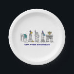 New York City Landmarks Hanukkah NYC Chanukah Papieren Bordje<br><div class="desc">Met een originele pen-en-inkt illustratie van de verschillende landmerken van New York City die "gekleed" zijn voor het vakantieseizoen. Ideaal voor Hanukkah-feesten.</div>