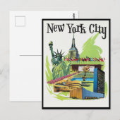New York City Landmarks Travel Briefkaart (Voorkant / Achterkant)