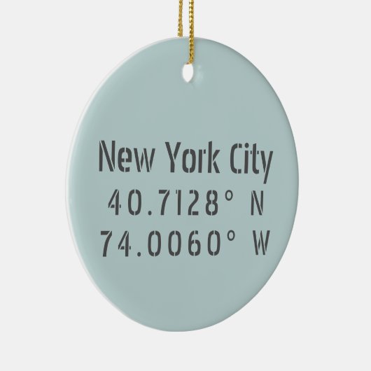 New York City Latitude Longitude Keepomwille Keramisch Ornament (Rechts)