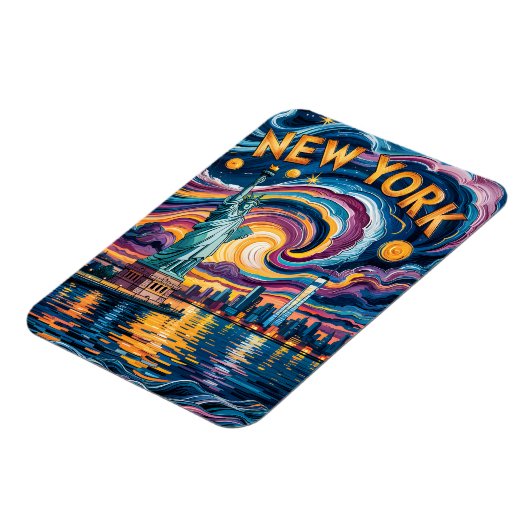 New York City Liberty in Van Gogh stijl Reizen Magneet (Linkerzijde)