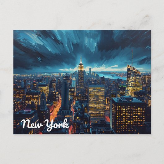 New York City Lichten Briefkaart (Voorkant)
