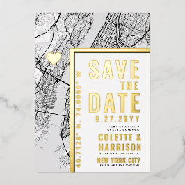 New York City Liefde Locator | Huwelijk Save the D Folie Uitnodiging