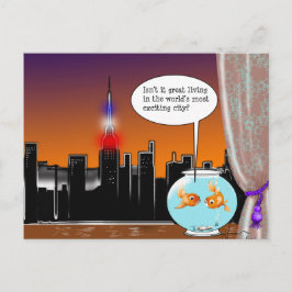 New York City Living Funny Fish Cartoon Briefkaart