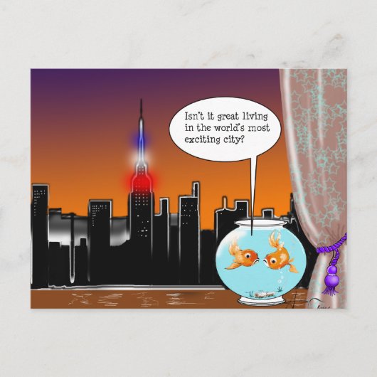 New York City Living Funny Fish Cartoon Briefkaart (Voorkant)