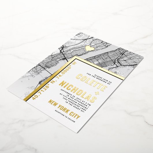 New York City Love Locator | Stadsweddenschap Folie Uitnodiging (Gedraaid)