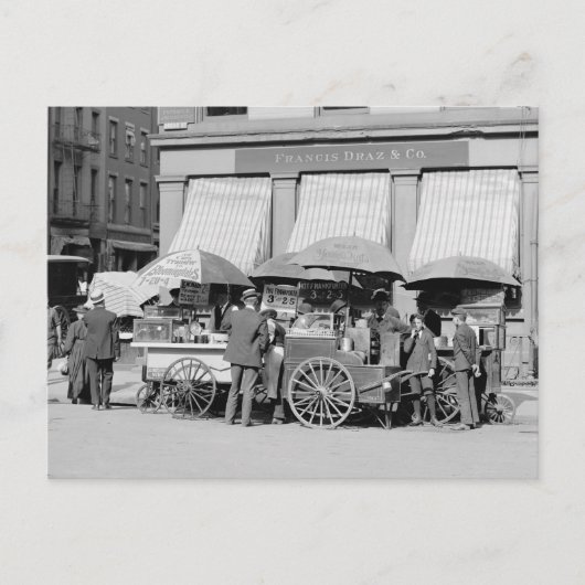 New York City Lunch Carts, 1906 Briefkaart (Voorkant)
