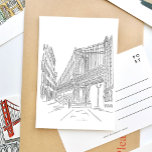 New York City Manhattan Bridge Briefkaart<br><div class="desc">Prachtig geïllustreerd zwart-wit New York City Manhattan Bridge briefkaart om te zeggen: "Wens dat je hier was!"</div>