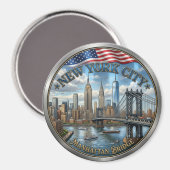New York City Manhattan Bridge Souvenir Magnet (Voorkant / Achterkant)