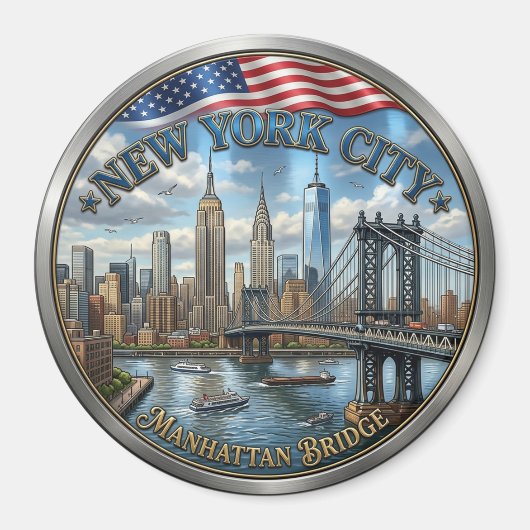 New York City Manhattan Bridge Souvenir Magnet (Voorkant)