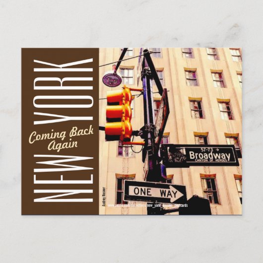 New York City-Manhattan-Broadway Briefkaart (Voorkant)