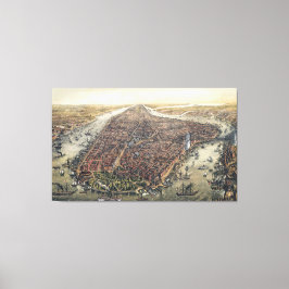  New York City, Manhattan, Brooklyn Bridge Canvas Afdruk