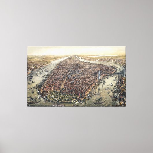 New York City, Manhattan, Brooklyn Bridge Canvas Afdruk (Voorkant)