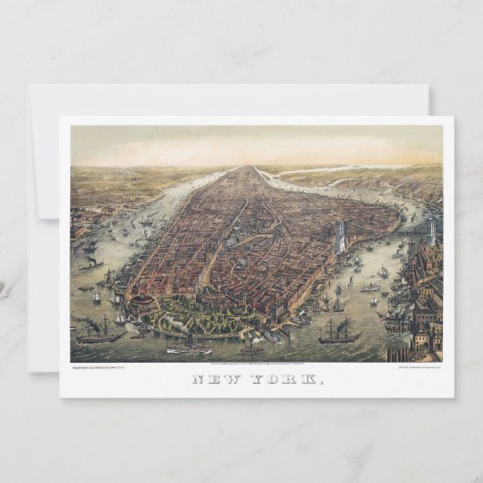 New York City, Manhattan, Brooklyn Bridge Kaart (Voorkant)