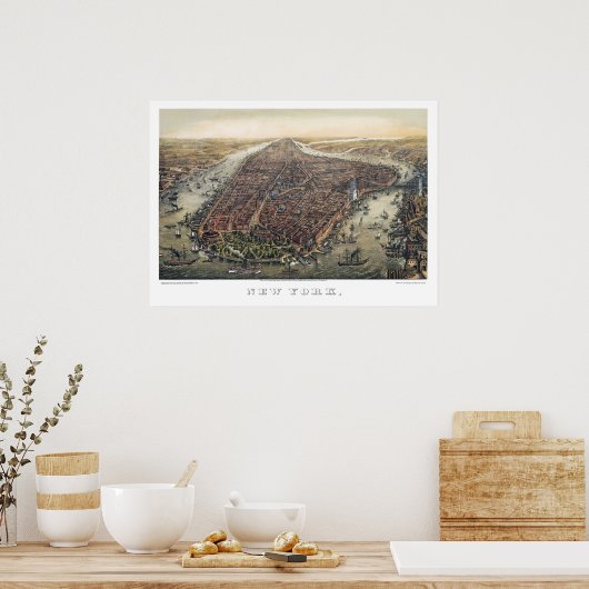  New York City, Manhattan, Brooklyn Bridge Poster (Keuken)