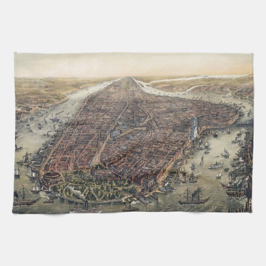  New York City, Manhattan, Brooklyn Bridge Theedoek (Horizontaal)