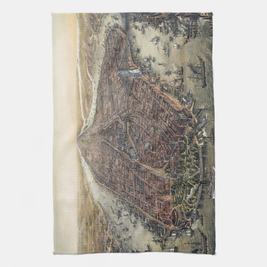  New York City, Manhattan, Brooklyn Bridge Theedoek (Verticaal)