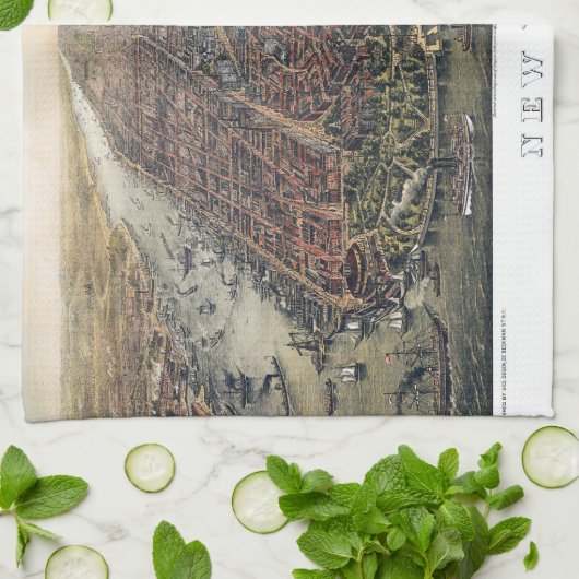  New York City, Manhattan, Brooklyn Bridge Theedoek (Gevouwen)