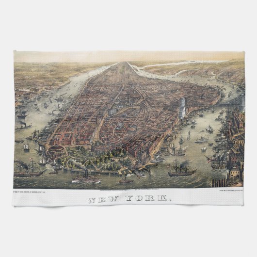  New York City, Manhattan, Brooklyn Bridge Theedoek (Horizontaal)