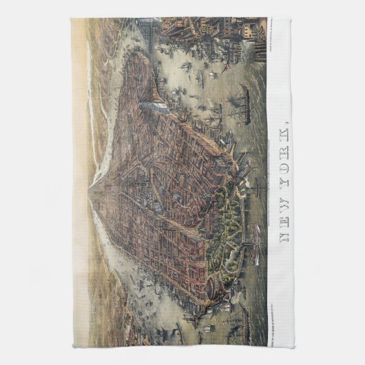  New York City, Manhattan, Brooklyn Bridge Theedoek (Verticaal)