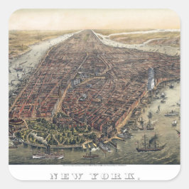  New York City, Manhattan, Brooklyn Bridge Vierkante Sticker