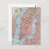 New York City, Manhattan,  kaart, briefkaart (Voorkant / Achterkant)