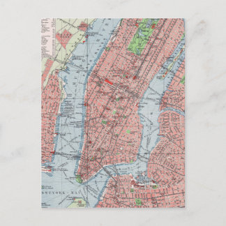 New York City, Manhattan,  kaart, briefkaart
