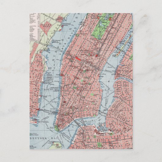 New York City, Manhattan,  kaart, briefkaart (Voorkant)