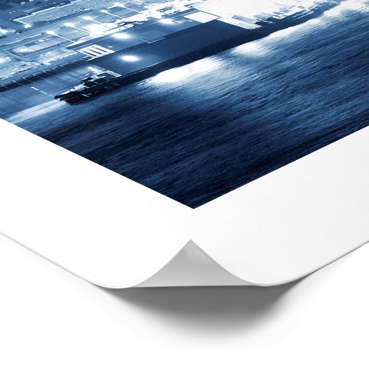 New York City Manhattan Night Skyline Uitzicht Poster (Hoek)