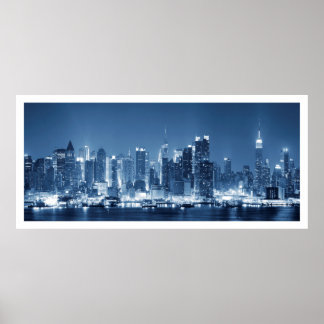 New York City Manhattan Night Skyline Uitzicht Poster