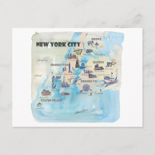 New York City Manhattan reiskaart Briefkaart (Voorkant)