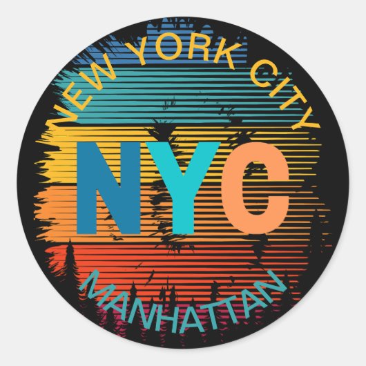 New York City Manhattan Ronde Sticker (Voorkant)