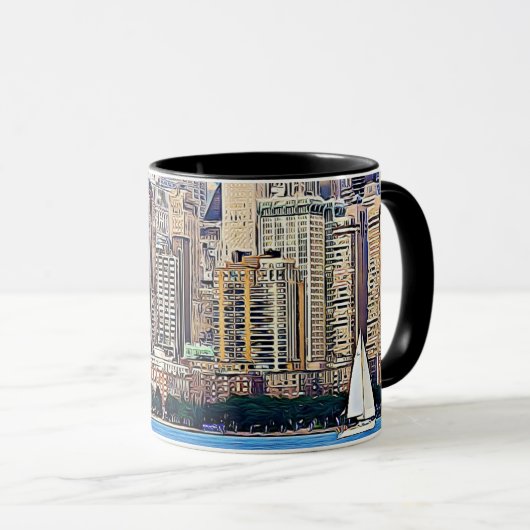 New York City Manhattan Sailboat Coffee Mok (Voorkant rechts)