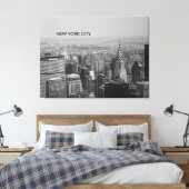 New York City, Manhattan Skyline B/W Fotografie Canvas Afdruk (Insitu (Slaapkamer))