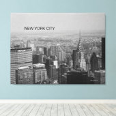 New York City, Manhattan Skyline B/W Fotografie Canvas Afdruk (Insitu (Houten vloer))