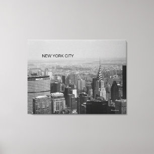 New York City, Manhattan Skyline B/W Fotografie Canvas Afdruk