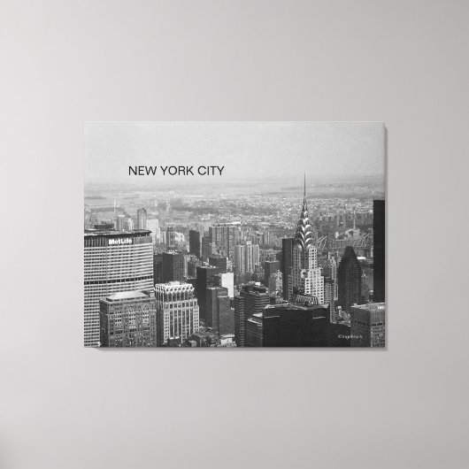 New York City, Manhattan Skyline B/W Fotografie Canvas Afdruk (Voorkant)