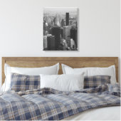 New York City, Manhattan Skyline B/W Fotografie Canvas Afdruk (Insitu (Slaapkamer))