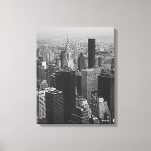 New York City, Manhattan Skyline B/W Fotografie Canvas Afdruk