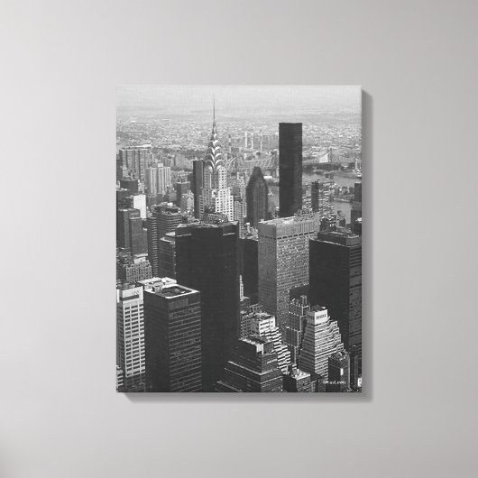 New York City, Manhattan Skyline B/W Fotografie Canvas Afdruk (Voorkant)