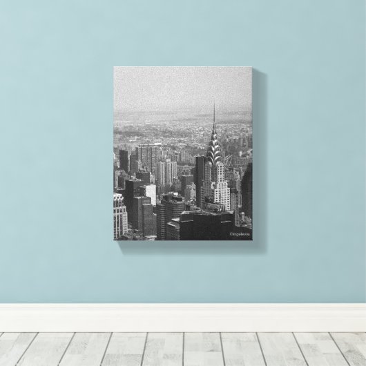 New York City, Manhattan Skyline B/W Fotografie Canvas Afdruk (Insitu (Houten vloer))