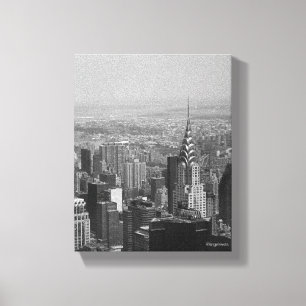 New York City, Manhattan Skyline B/W Fotografie Canvas Afdruk