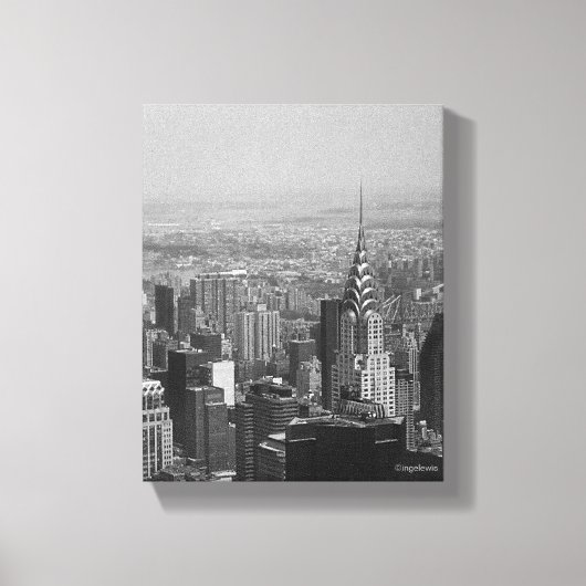 New York City, Manhattan Skyline B/W Fotografie Canvas Afdruk (Voorkant)